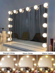 1 pieza de luces frontales de espejo de maquillaje LED de 4/6/8/10/12/14 con tres colores, luces de espejo de cuerpo completo, fuente de alimentación USB, adecuado para mesas de vestir, espejos de maquillaje, decoración del hogar y varias decoraciones de espejos, con Iluminación ajustable