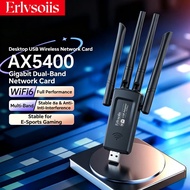 Erlvsoiis AX5400M Tri-Band USB WiFi Adapter Driver-Free 4 Antenna MU-MIMO Plug & Play
