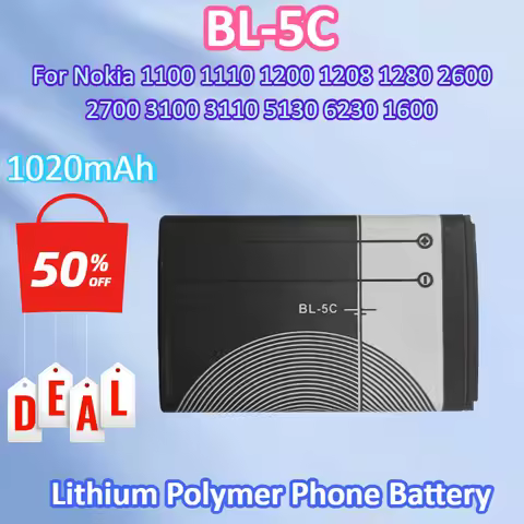 New BL5C BL-5C 3.75V 1020mAh Lithium Polymer Phone Battery for Nokia 1100 1110 1200 1208 1280 2600 2