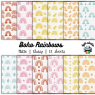 12 Sheets Boho Rainbows 1 by byte studio | Premium Paper Craft Junk Journal Stationery