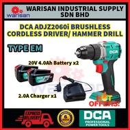 DCA ADJZ2060i 20V Cordless Brushless Driver/Hammer Drill |EM/Baretool