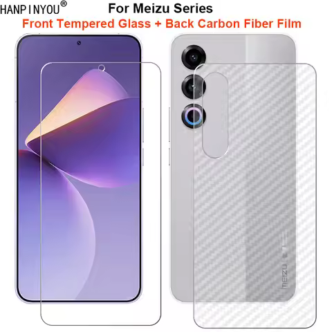 For Meizu 21 20 17 16s Pro 1 Set = Soft Back Carbon Fiber Film +Ultra Thin Clear Tempered Glass Fron