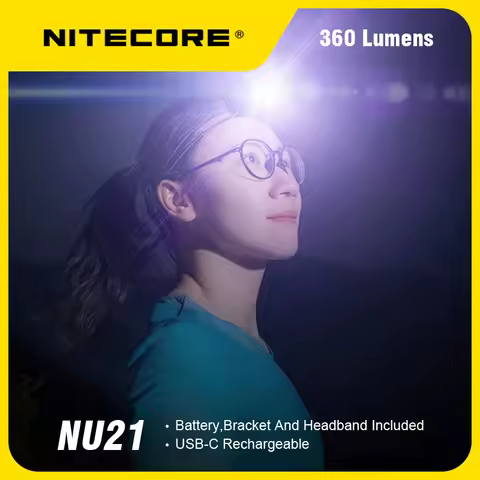 NITECORE NU21 Headlamp 360 Lumens USB-C Rechargeable Battery Included