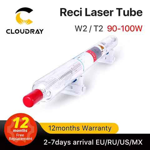 Cloudray Reci W2/T2 90W-100W CO2 Laser Tube Wooden Box Packing Dia. 80mm/65mm CO2 Laser Engraving Cu