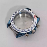 39MM PVD Blue Stainless Steel Watch Case Sapphire Glass Watch Accessories for VK63 Quartz Movement