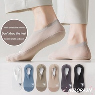 AULORA3N 2pairs Ice Silk Sock, Cotton Hollow Out Mesh Invisible Socks, Thin Non-slip Sweat Absorptio