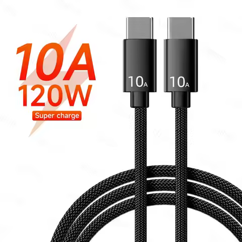 120W 10A Fast Charging Type C Cable For iPhone 15 Pro Max Huawei P50 P40 Pro USB 2.0 Data Transfer D