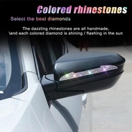 JaneDream 2Pcs Car Rear View Mirror Diamond Sticker Car Decal Sticker Stripe Sticker Bling Accessories