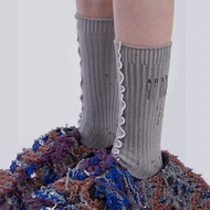 Autumn Winter Thick Socks ADER ERROR Tassel Embroidered Men's Socks Cotton Curling Edge Wave Pattern