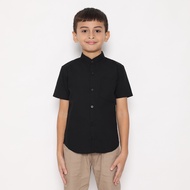 KEMEJA Dancus Shirt Children's Shanghai Collar Short Sleeve Shirt in Black OLRK247