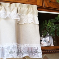 Half Curtain Curtain Beige Blackout Perforation-Free Rod Curtain Plain Color Kitchen Curtain