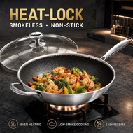 Even heat diffusion Kuali non stick wok 32-36cm non stick pan kuali honeycomb original honeycomb wok