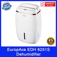 EuropAce EDH 6251S | EDH6251S Dehumidifier. 25L Moisture Removal Capacity. 40m2 Area Coverage. Real-Time Humidity Display. Safety Mark Approved. 3 Year Warranty.