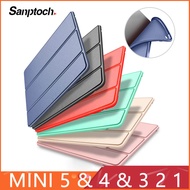 Sanptoch เคสสำหรับ iPad Mini 6 5 4 3 2 1ซิลิโคนหนังพียูแบบนิ่มตั้งได้แบบสามพับเคสซัมซุงสำหรับ iPad Mini 6 2021เคสป้องกัน