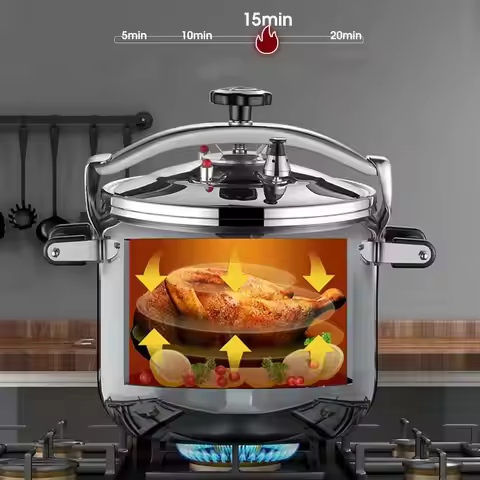Korean Style Pressure Cooker - Explosion-Proof Stainless Steel Pot | For Induction/Gas Stoves, Resta
