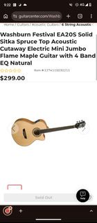 17% of RRP - Washburn Festival EA20S Acoustic Electric Guitar