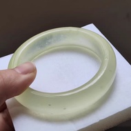 51.9 Circle Mouth White Ice Storm Snow Show Jade Bracelet 51.9/14/9.2