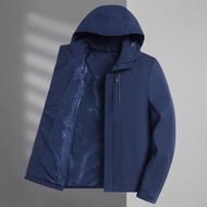 Jaket Luaran Musim Bunga dan Musim Luruh Saiz Besar untuk Lelaki, Loose Fit dengan Tudung Boleh Dita