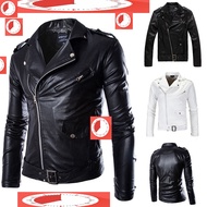 baju jaket kulit lelaki hitam putih motosikal moden men leather jacket original tt110qq