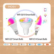Moes WiFi Smart LED Bulb RGBW C+W White Dimmable5W/6W/10W/14W GU10/E14/E27 Light Smart Life Graffiti