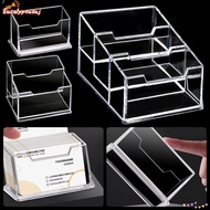 EUCALYPTUSUJ 1Pcs Bussiness Card Holder, Display Stand  Transparent Business Card Box,  1/2/3 Grids 