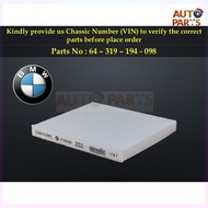 BMW - E70 E71 F15 F16 M57 N52 N54 N55 N57 N62 N63 S63 Aircond Cabin Air Filter 64-319-194-098