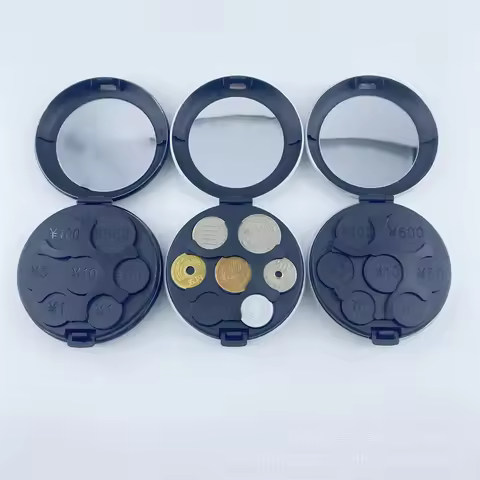 1/2pcs Fashion Creative Mini Euro Coin Storage Box with Mirror Portable Aluminum Alloy Circular Euro