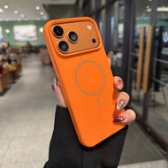 液態膚感磁吸殼適用於IP17AIR手機保護殼簡約IP15手機殼潮流IP12PROIAX保護套-橙色 iphone 17 Pro Max