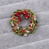 Creative Fashion Colorful Diamond Bow Tie Wreath Brooch Exquisite Christmas Gift Christmas Brooch