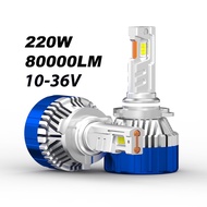 2PCS 220W/80000LM White 6000K Error Free Double Copper Tube Car LED Headlight For Car H4 H7 H1 H3 H11 HB3 9005 HB4 9006
