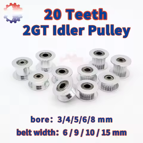20Teeth 2GT Idler Timing Pulley Bore 3 4 5 6 8mm 20 Teeth for Belt Width 6 9 10 15mm 3D Printer Sync