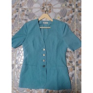 A389 (Tat389) Bright Blue Blazer With Front Buttons V-Neck Dariya Brand Decorated With Pockets