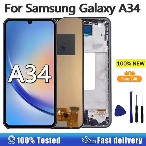 New Display for Samsung Galaxy A34 LCD Display Touch Screen Digitizer Assembly for Samsung A34 5G A3