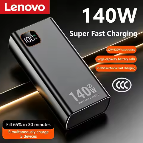 Lenovo Portable PowerBank 140W Super Fast Charging 500000mAh Large Capacity External Battery Charger