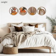 [ceight] 4Pcs Wooden Round Wall Art, Bohemian Farmhouse Country Yard Decor TH