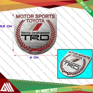 TRD Motor Sports Aluminum Sticker Emblem Badge for Toyota Cars (Chrome / Red)
