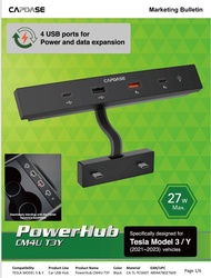 🔥Tesla Model 3 / Y 專用🔥Capdase PowerHub 27w 4USB 輸出汽車手機充電器CA-TL-YCG007 [全新行貨門市現貨］