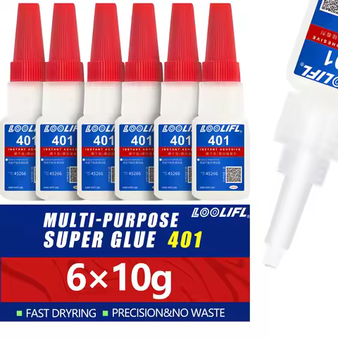 6PCS 401 Super Glue Instant Quick-drying Cyanoacrylate Adhesive Leather Rubber Glass Wood Metal Stro