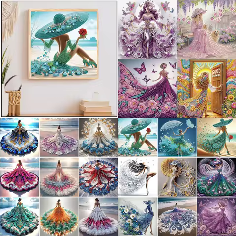 DIY Diamond Painting Beautiful Skirt Women Character Series Alien Diamond Resin Diamond Painting Par