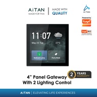 AiTAN X TUYA 4 inch Smart Panel Gateway with 2 Lighting Control (Support Wifi Zigbee Bluetooth)
