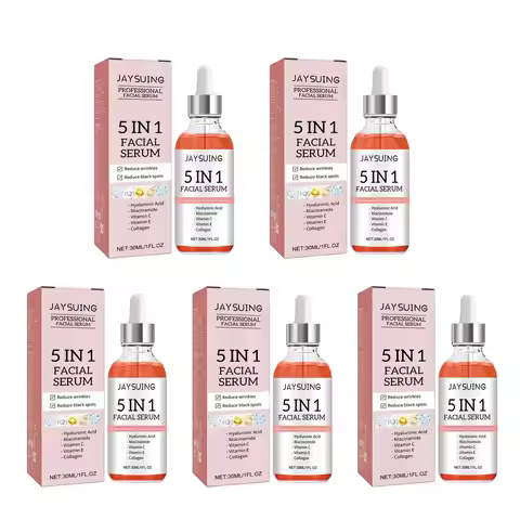 Jaysuing 5 In 1 Hyaluronic Acid Face Serum 30ml Moisturizing Vitamin C Collagen Lightning Facial Ser