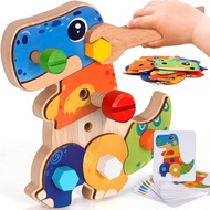 Dinosaur Pole Toy Wooden Puzzle Suitable for Children aged 3-5, 3 Years Old Boy Educational Disassem