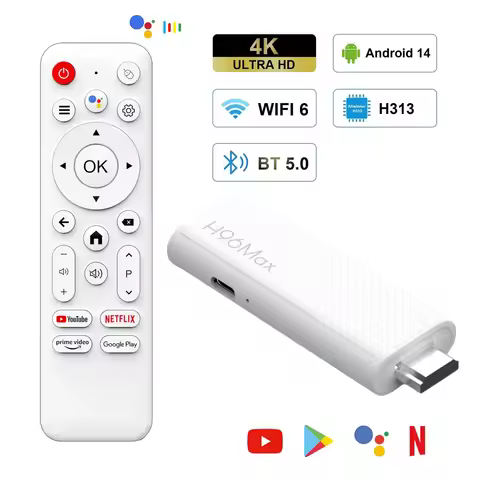 H96 Max H313 TV Stick Android TV Stick Support 4K Video Wifi6 BT5.0 Quad Core Home Media Player Smar