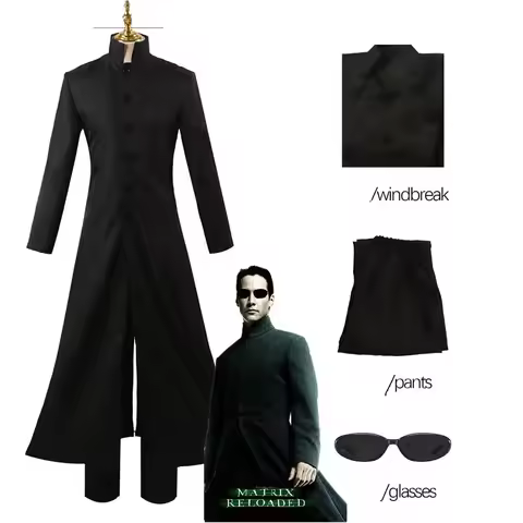 Costom Made Matrix Cosplay Costume Neo Black Men Women Long Trench Coat Jacket Uniform Halloween Par