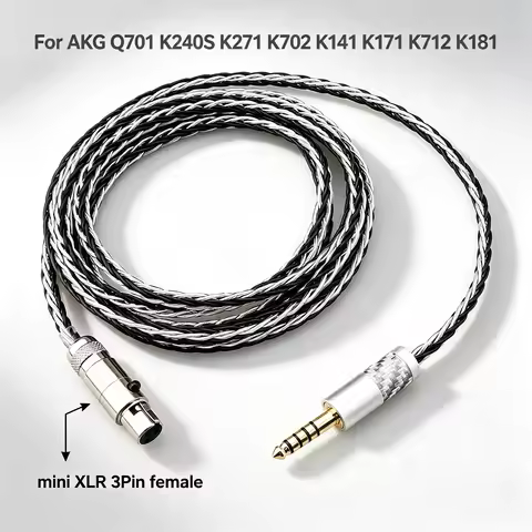 HiFi 16 Core Headphone Upgraded Cable 3.5/4.4/2.5mm to Mini XLR 3Pin Female for AKG Q701 K240S K271 