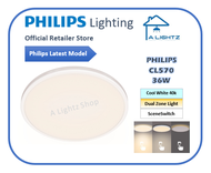 Philips Ozziet CL570 LED 36W 4000K Cool White Ceiling Light