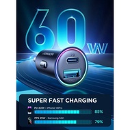 JOYROOM JR-CCN04 60W/70W Metal Car Charger with Type-C & USB-A | Fast Charging for Smartphones