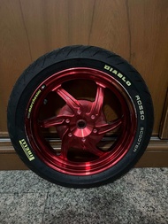 ชุดล้อCNC LEAD125.(ไม่มีเงินอย่าสั่งเล่นครับ) หน้า-หลัง ขอบ12พร้อมยางpirelli rosso scooter ลายสายฟ้า