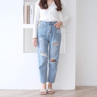 ELYCLOTH | CHLOE JEANS | CELANA PANJANG RIPPED JEANS HIGH WAIST WANITA PREMIUM