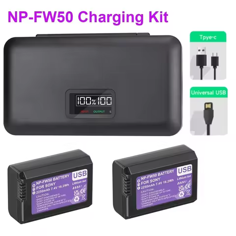 NP-FW50 NP FW50 USB Battery+LCD USB Charger Box for Sony Alpha a6500 a6300 a6000 a5000 a3000 A7 A7M2